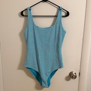 Aerie Aqua Striped One Piece Swimsuit